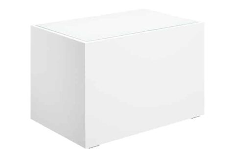 Loungetisch 70cm weiß mit Glasplatte