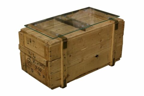 Loungetisch "Weinkiste" mit Glasplatte