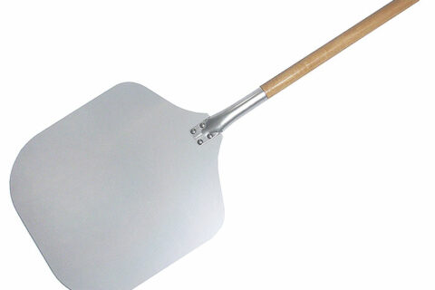 Pizzaschaufel aus Aluminium, mit Holzstiel